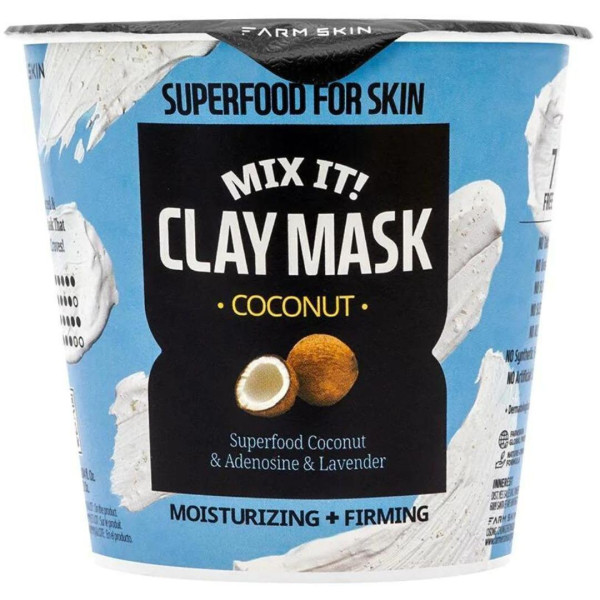 Hydrating and firming mask clay & coconut Super Food Farm Skin