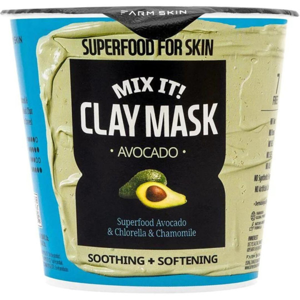 Masque apaisant et adoucissant argile & avocat Super Food Farm Skin