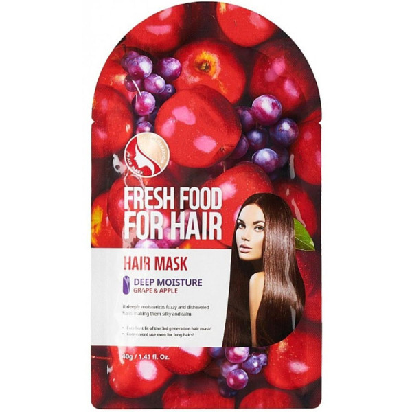 Super Food Farm Skin Mascarilla para el cabello con gorro de manzana y uva