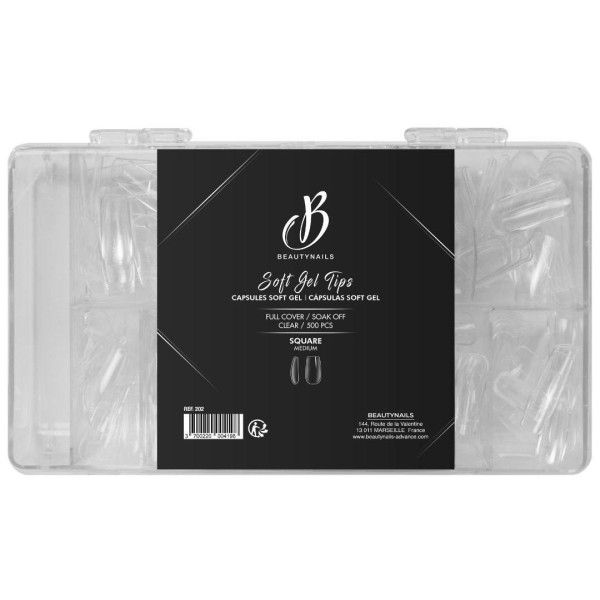 Consejos de cápsulas de gel suave en forma cuadrada medium Beauty Nails 500 piezas