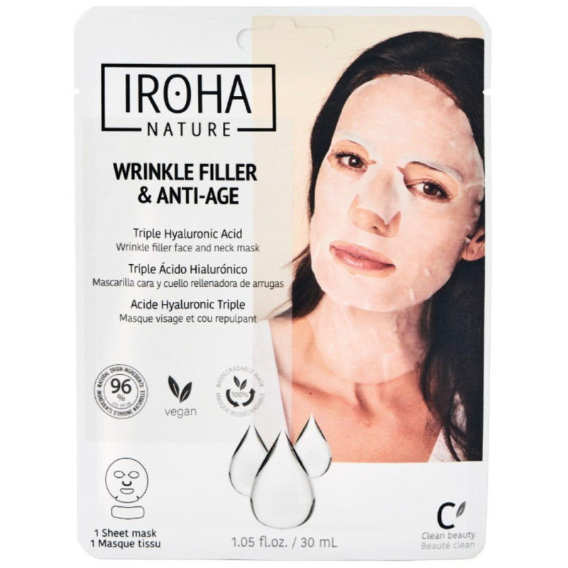 Masque combleur anti-âge visage et cou à l'acide hyaluronique Iroha Nature