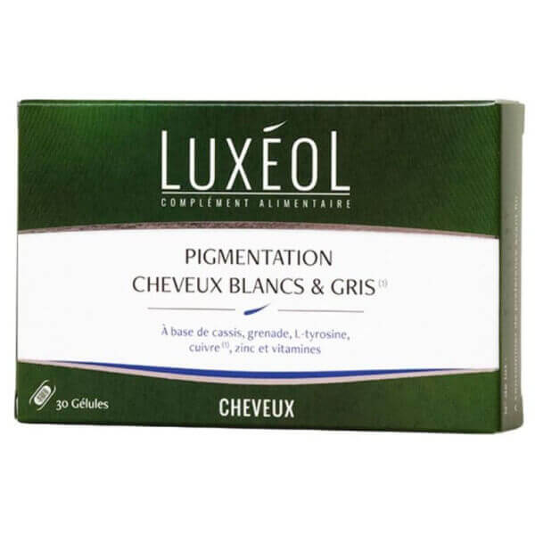 Complementos alimentares para pigmentação de cabelos brancos e grisalhos Luxéol 30 cápsulas