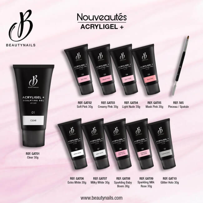 Acryligel + cubierta de tubo rosa 60g Beauty Nails GA760-28