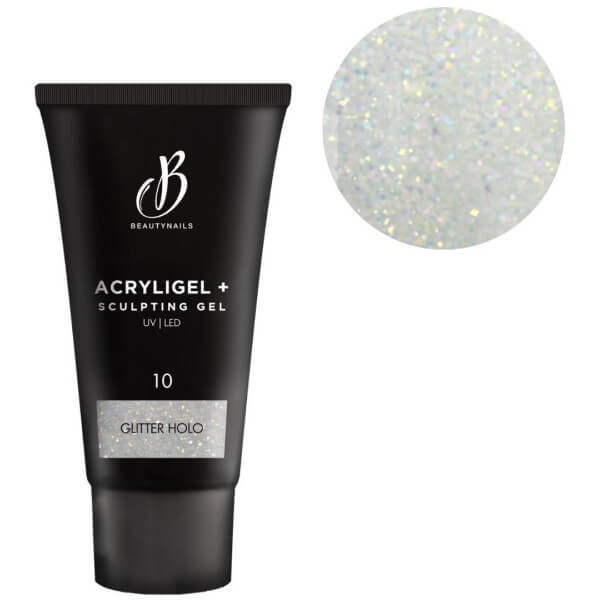 Tubo de Acryligel+ com brilho cintilante da BeautyNails, 30g. Tubo de Acryligel+ com brilho cintilante da BeautyNails, 30g.