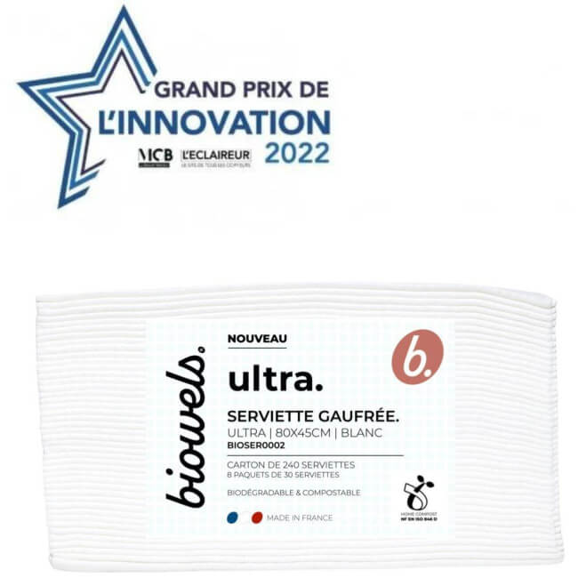 Toalhas brancas biodegradáveis com textura em relevo Ultra Biowels, pacote com 30.