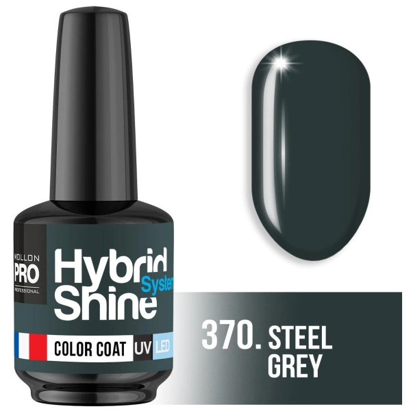 Esmalte semipermanente Hybrid Shine n°370 gris acero Mollon Pro 8ML