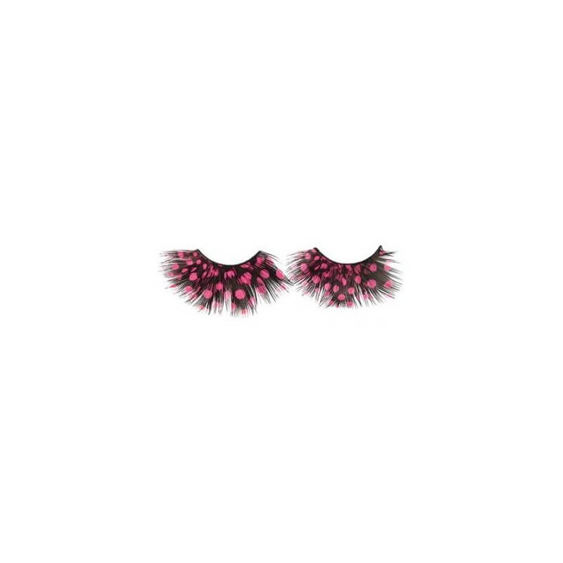 Pestañas postizas locas Pluma negra Peso fucsia X2 con pegamento Shophair.