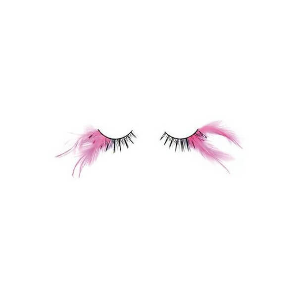 False Eyelashes Crazy Feather Black+Fuchsia X2 With Shophair Glue