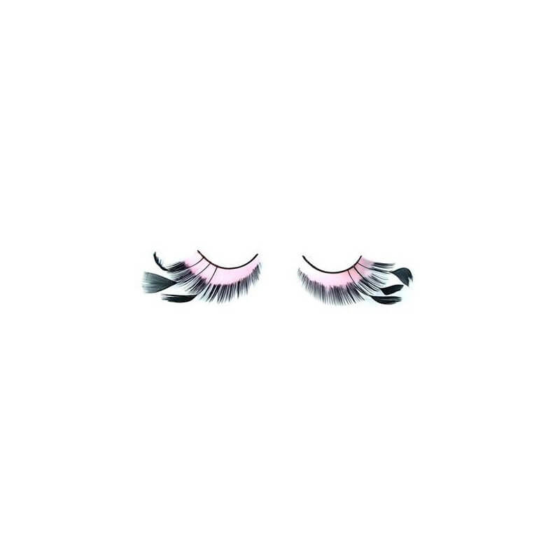 Nepwimpers Crazy Plume Roze+Zwart X2 Met Lijm Shophair
