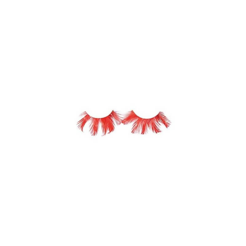 Faux Cils Crazy Plume Rouge  X2 Avec Colle Shophair