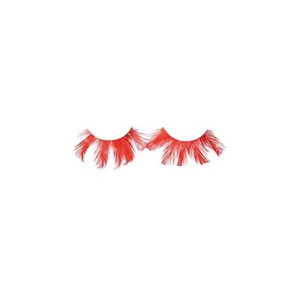 False Eyelashes Crazy Red Feather X2 with Shophair Glue