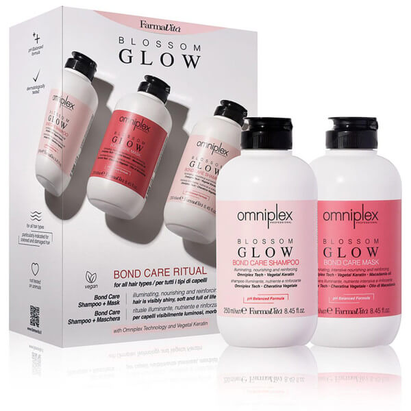 Kit de mascarilla y champú Omniplex Blossom Glow.