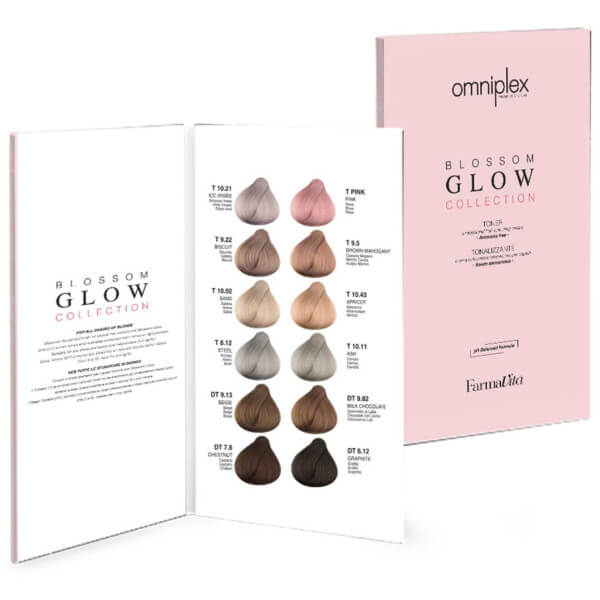 Cartella colori con 12 campioni di toner tonalità Blossom Glow