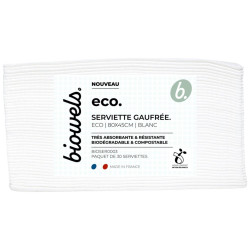 Toalhas brancas ecológicas e biodegradáveis com relevo Eco Biowels, pacote com 30