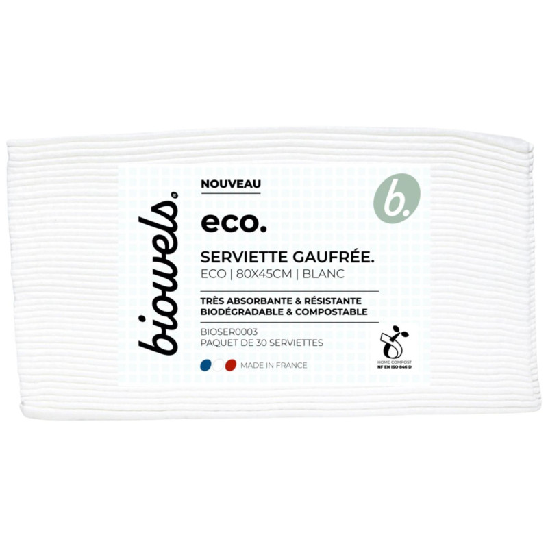 Confezione da 30 salviette waffle bianche biodegradabili Eco Biowels