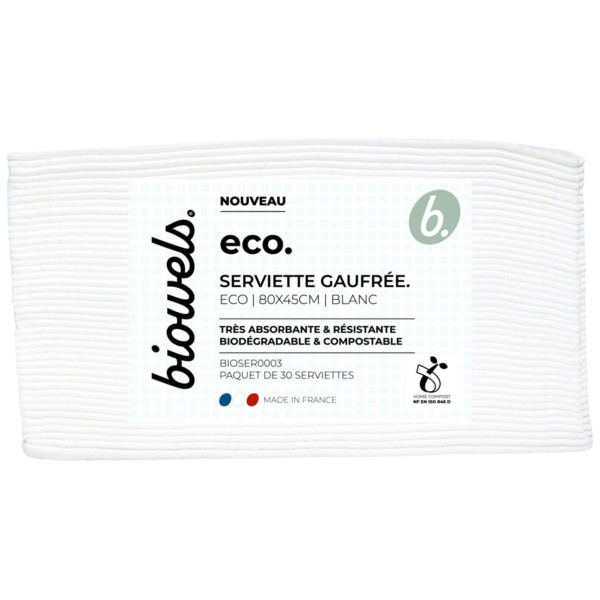 Eco Biowels biodegradable white waffle towels pack of 30