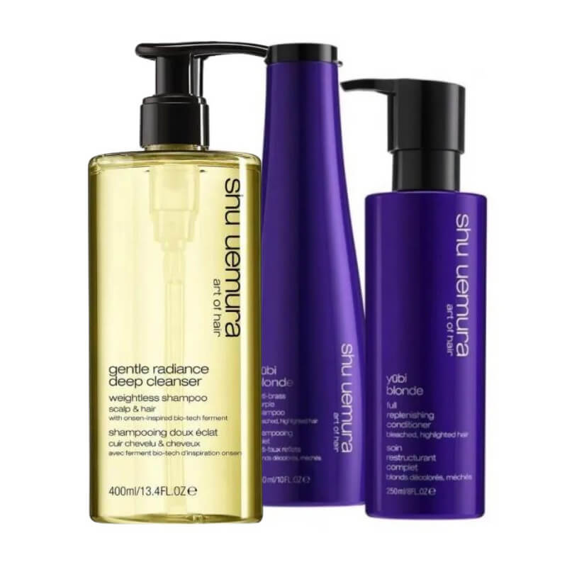 Ritueel shampoo + conditioner tegen ongewenste tinten Yubi Blonde van Shu Uemura