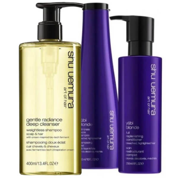 Ritueel shampoo + conditioner tegen ongewenste tinten Yubi Blonde van Shu Uemura Ritueel shampoo + conditioner tegen ongewenste tinten Yubi Blonde van Shu Uemura