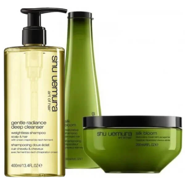 Ritual de champô + máscara Silk Bloom da Shu Uemura Ritual de champô + máscara Silk Bloom da Shu Uemura