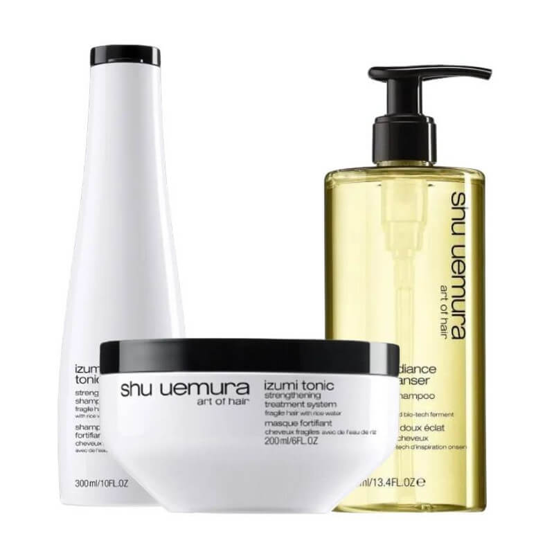 Champús y mascarilla de ritual profundo izumi tonic shu uemura