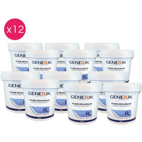 Pacote de 6 pós descolorantes azuis GENERIK 500g. Pacote de 6 pós descolorantes azuis GENERIK 500g.
