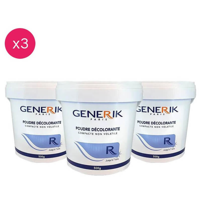 Pack de 3 poudres de décoloration bleue GENERIK 500G