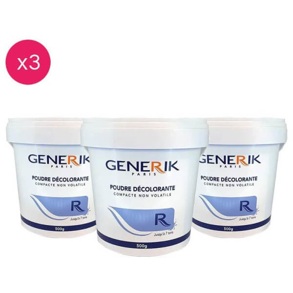 Pack de 3 poudres de décoloration bleue GENERIK 500G