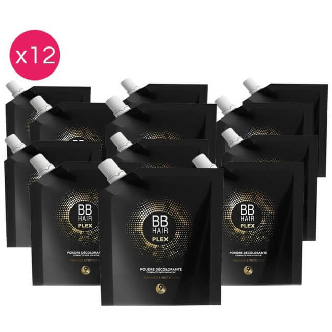 Pack de 12 pós descolorantes 9 tons BBHair Plex GENERIK 500G