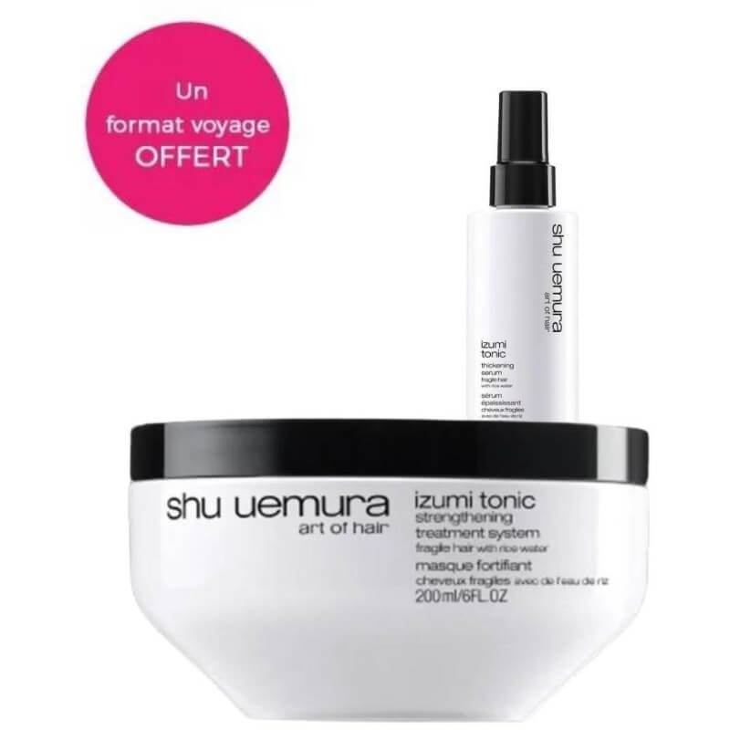 Champú, mascarilla y sérum de rutina izumi tonic shu uemura