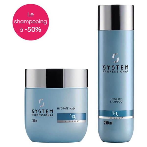 Routine hydratation Hydrate System Professional avec shampooing OFFERT Routine hydratation Hydrate System Professional avec shampooing OFFERT