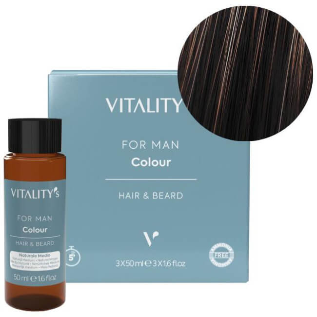 Coloração Para Homem natural médio cabelo & barba Vitality's 3x50ML