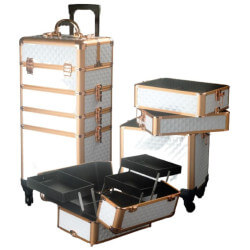 White & pink diamond suitcase with 4 levels by Parisax