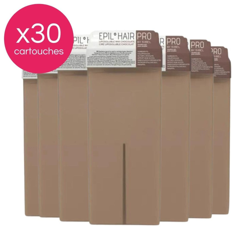 Pack of 30 wax cartridges 100 ML Chocolate Sibel