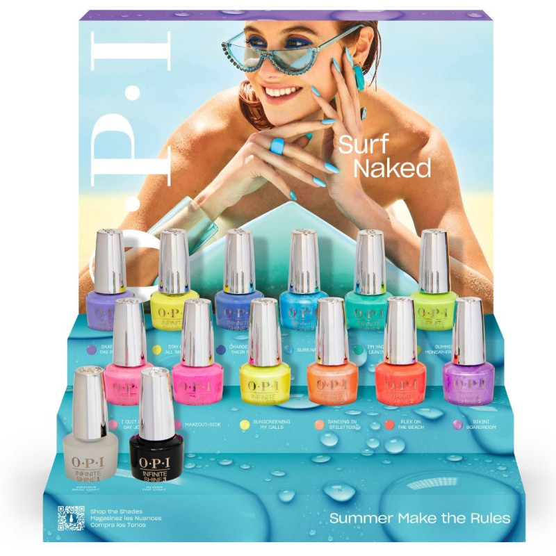 Display mit 14 Lacken der Infinite Shine Limited Edition Summer Make The Rules Collection.