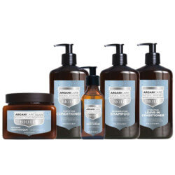 Rotina completa para cabelos secos e danificados com Biotina Arganicare.