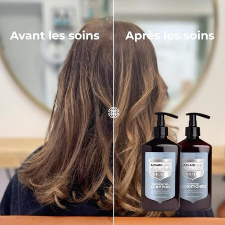 Rotina completa para cabelos secos e danificados com Biotina Arganicare.