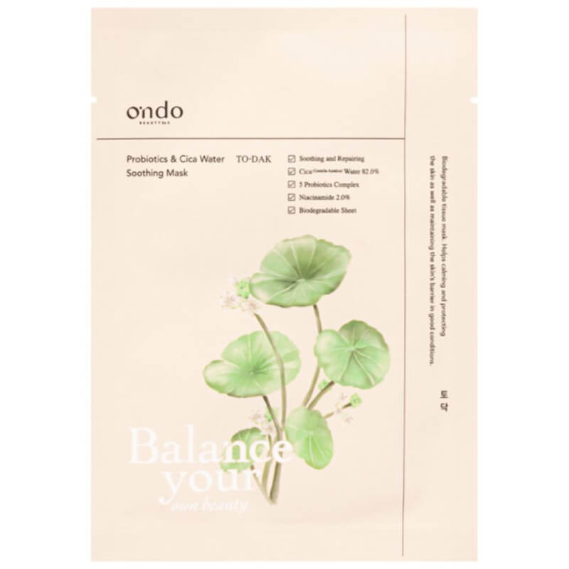 Máscara suavizante probiótica & água de cica To-dak Ondo Beauty