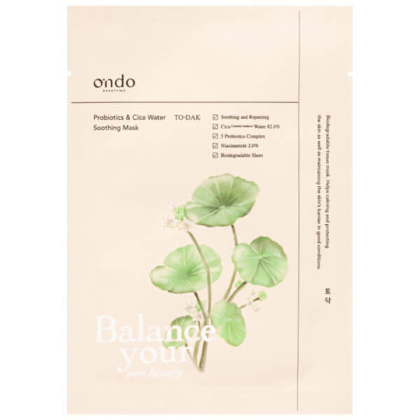Gladmakend masker probiotica & cica-water To-dak Ondo Beauty Gladmakend masker probiotica & cica-water To-dak Ondo Beauty