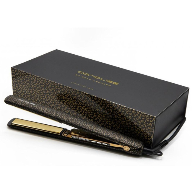 C3 Gold Leopard straightener with Corioliss pouch