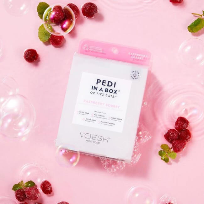 Soin des pieds 5 étapes Sorbet à la framboise O2 Fizz VOESH