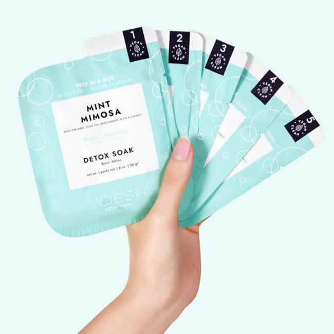 Cuidados com os pés 5 etapas Menta & Mimosa O2 Fizz VOESH