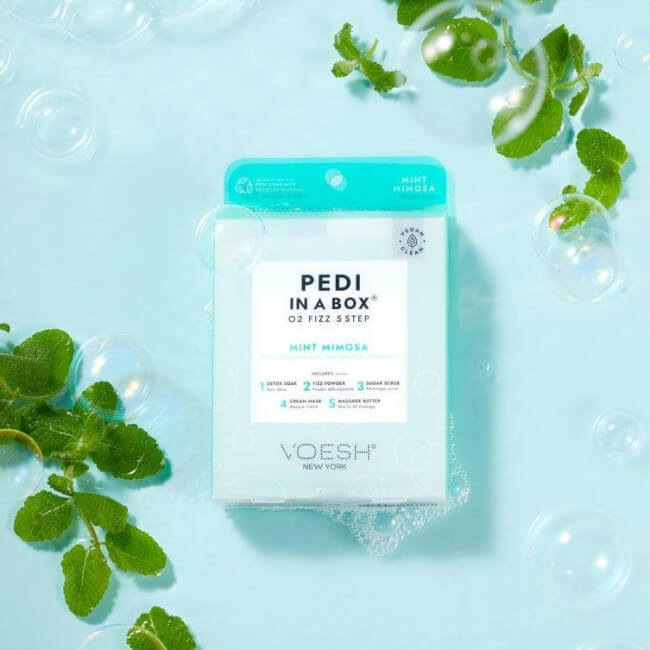 Cuidados com os pés 5 etapas Menta & Mimosa O2 Fizz VOESH