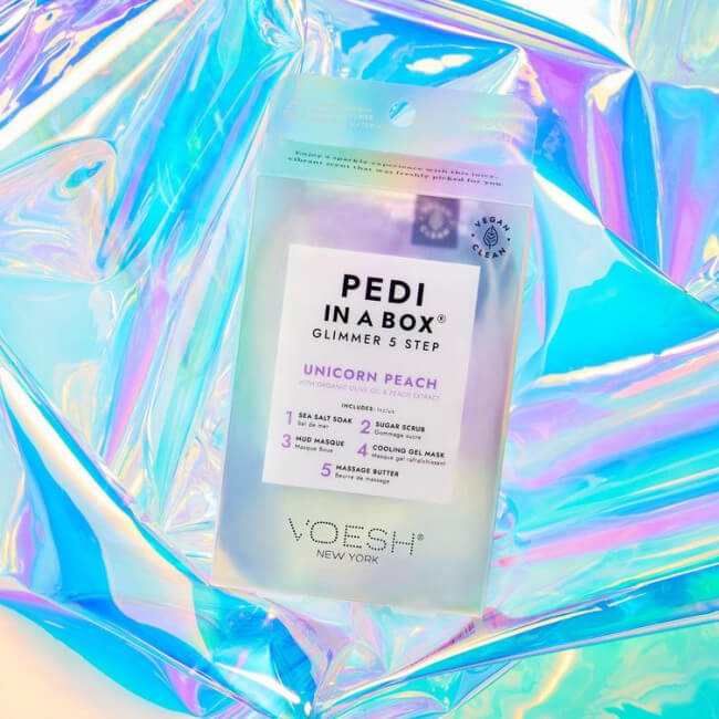 Cuidado dos pés 5 passos Pés de pêssego Unicórnio Pedin in Box Glimmer VOESH