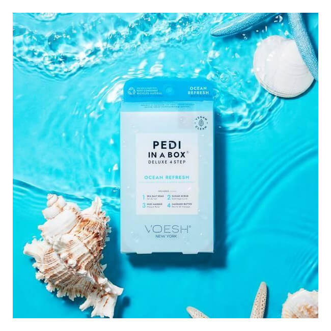 Cuidados com os pés em 4 etapas com a Ocean Refresh Pedi in Box da VOESH.
