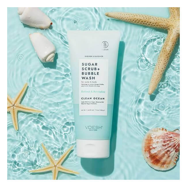 Esfoliante de açúcar & limpador espumante Wash clean ocean VOESH