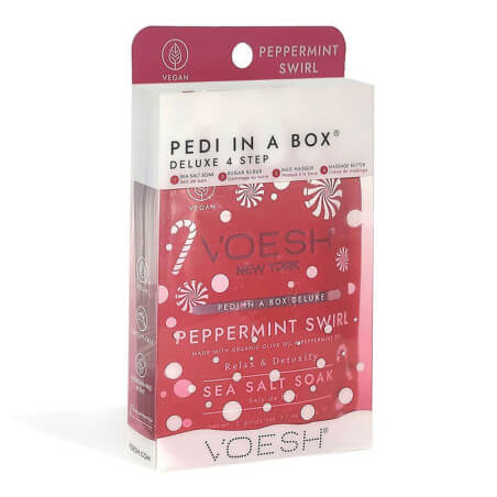 Cuidado dos pés em 4 etapas Peppermint Swirl Pedi in Box Edição Limitada VOESH
