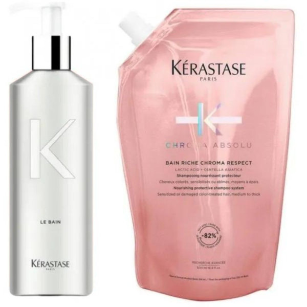 Pack Bottle and refill rich bath normal to thick hair Chroma Absolu Kérastase 500ML