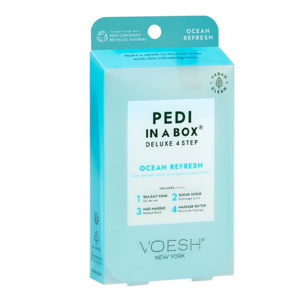 Cuidados com os pés em 4 etapas com a Ocean Refresh Pedi in Box da VOESH. Cuidados com os pés em 4 etapas com a Ocean Refresh Pedi in Box da VOESH.