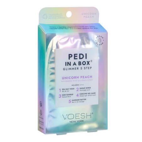 Cuidado dos pés 5 passos Pés de pêssego Unicórnio Pedin in Box Glimmer VOESH