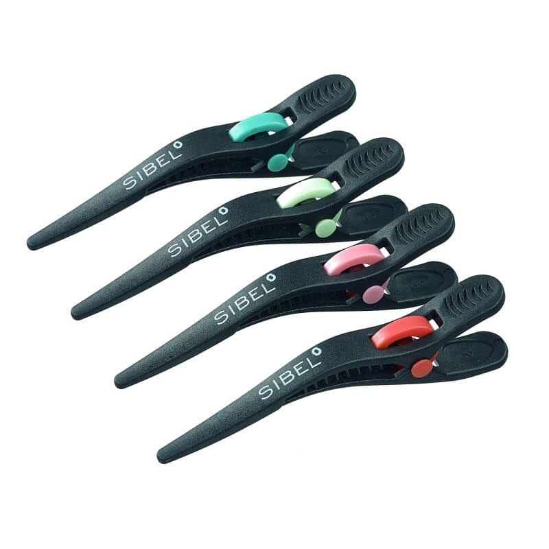 Pinças de separação de cabelo croco Hibiscus Rosa Sibel 3 pinças